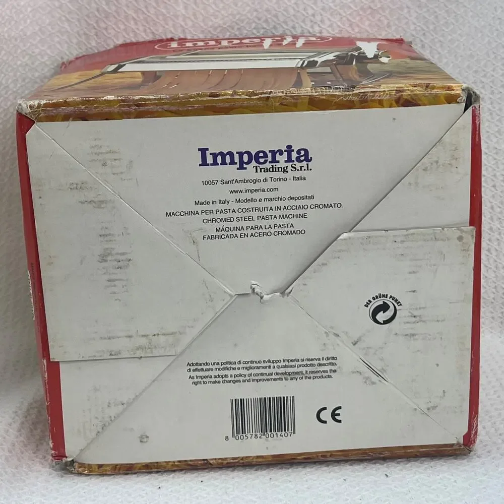 Imperia SP150 Pasta Machine Made in Italy Chrome w Cutter Clamp Crank in Box